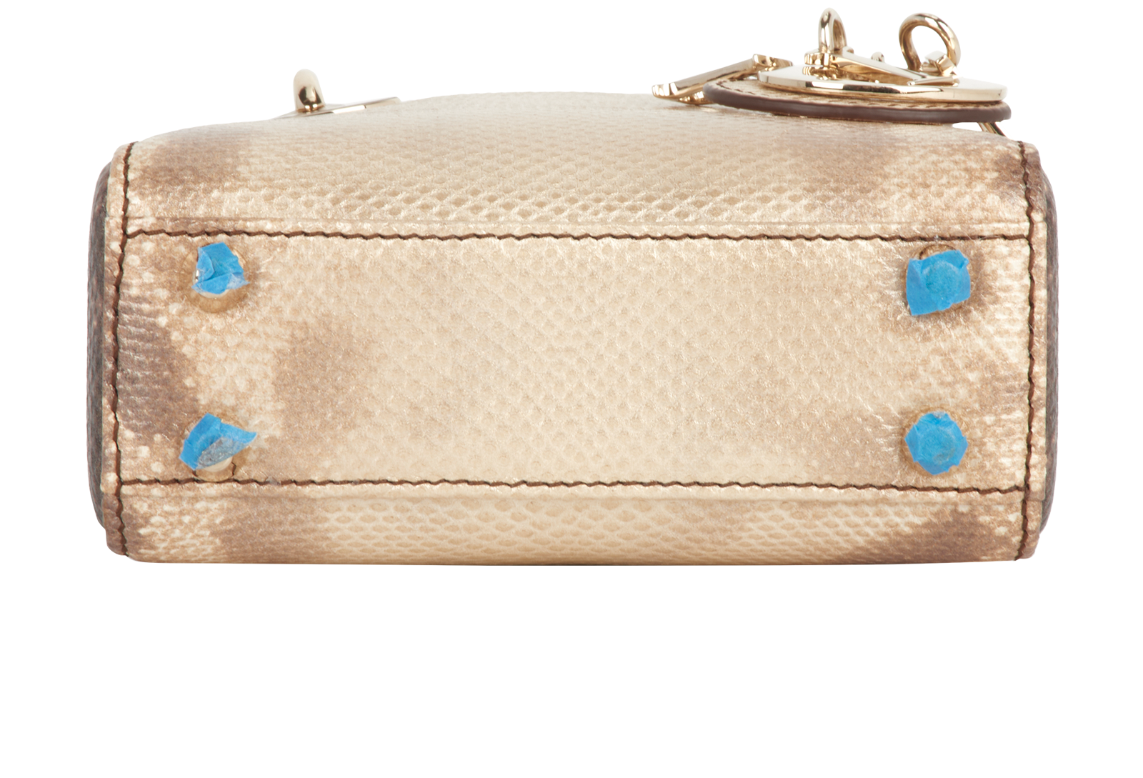 Micro Lady Dior, &pound;2,500, Handbags, Gold, Lizard, Top view